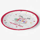 メリークリスマスカラフルトナカイ〔雄ジカの〕枝角&スター ペーパープレート (アングル)