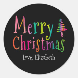 メリークリスマスカラフルパーソナライズされた ラウンドシール