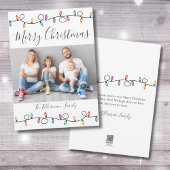 メリークリスマスカラフルホリデーライトフォトカード シーズンカード