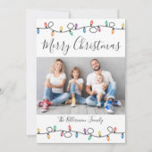 メリークリスマスカラフルホリデーライトフォトカード シーズンカード (正面)