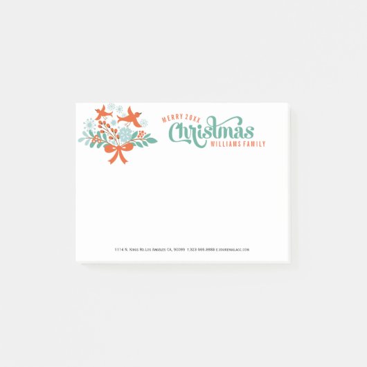 メリークリスマスカラフルリースバード2 ポストイット (正面)