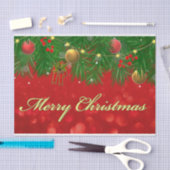 メリークリスマスカラフルレッドと金ゴールドオーナメント 薄葉紙 (クラフト)