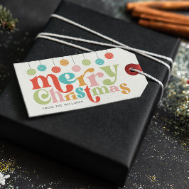 メリークリスマスカラフルレトロオーナメント ギフトタグ