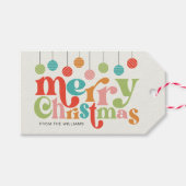 メリークリスマスカラフルレトロオーナメント ギフトタグ (正面(横))