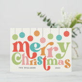 メリークリスマスカラフルレトロオーナメント シーズンカード (スタンド正面)