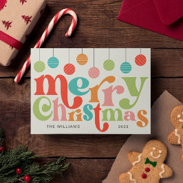 メリークリスマスカラフルレトロオーナメント シーズンカード