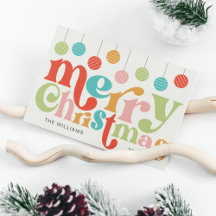 メリークリスマスカラフルレトロオーナメント