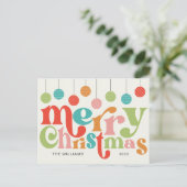 メリークリスマスカラフルレトロオーナメント シーズンポストカード (スタンド正面)