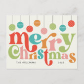 メリークリスマスカラフルレトロオーナメント シーズンポストカード (正面)
