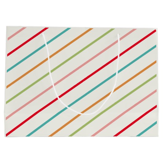 メリークリスマスカラフルレトロオーナメント ラージペーパーバッグ (裏面)