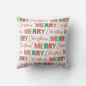 メリークリスマスカラフルレトロタイポグラフィパターン クッション (裏面)