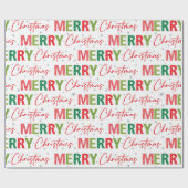 メリークリスマスカラフルレトロタイポグラフィパターン ラッピングペーパー (フラット)