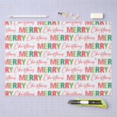 メリークリスマスカラフルレトロタイポグラフィパターン 薄葉紙 (クラフト)