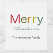 メリークリスマスカラフル文字ファミリーパーティー ワインラベル (シングルラベル)