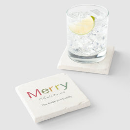 メリークリスマスカラフル文字家族 ストーンコースター