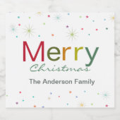 メリークリスマスカラフル文字家族 スパークリングワインラベル (シングルラベル)