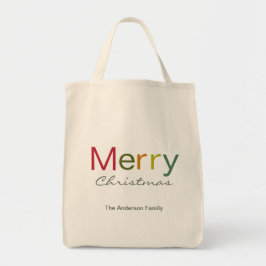 メリークリスマスカラフル文字家族 トートバッグ