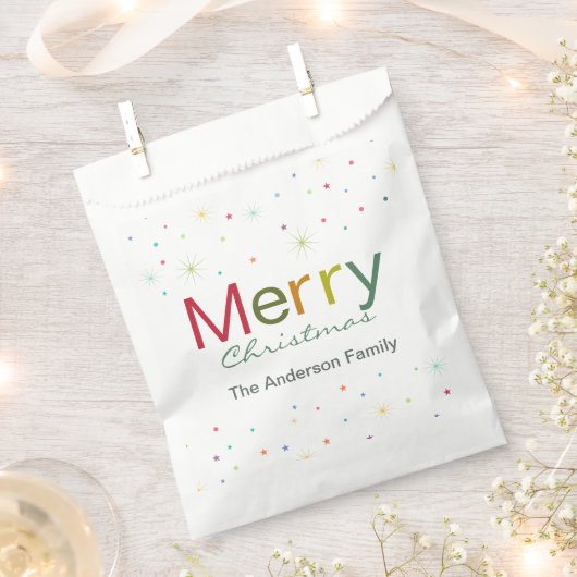 メリークリスマスカラフル文字家族 フェイバーバッグ (クリップ留めされた状態)