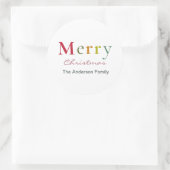 メリークリスマスカラフル文字家族 ラウンドシール (バッグ)