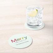 メリークリスマスカラフル文字家族 ラウンドペーパーコースター (インサイチュ)