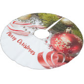 メリークリスマスカラフル飾り ブラッシュドポリエステルツリースカート (アングル)