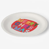 メリークリスマスカラフル・ホリデーパーティー用品 ペーパープレート (アングル)