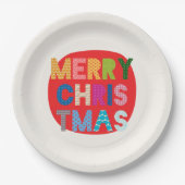 メリークリスマスカラフル・ホリデーパーティー用品 ペーパープレート (正面)