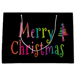 メリークリスマスカラフル ラージペーパーバッグ