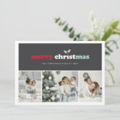 メリークリスマスカラーモダンブロック写真コラージュ シーズンカード (スタンド正面)