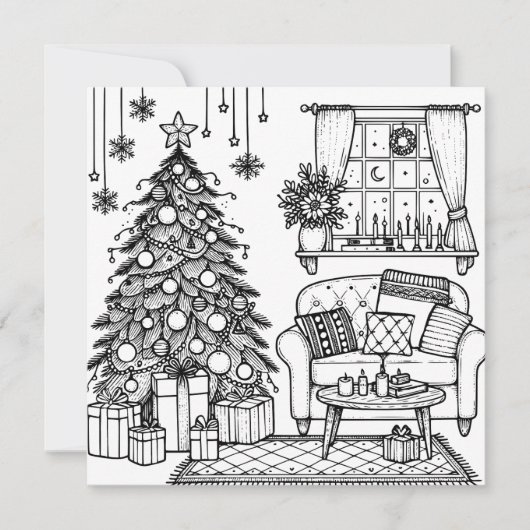 メリークリスマスカラーリングページ 招待状 (正面)