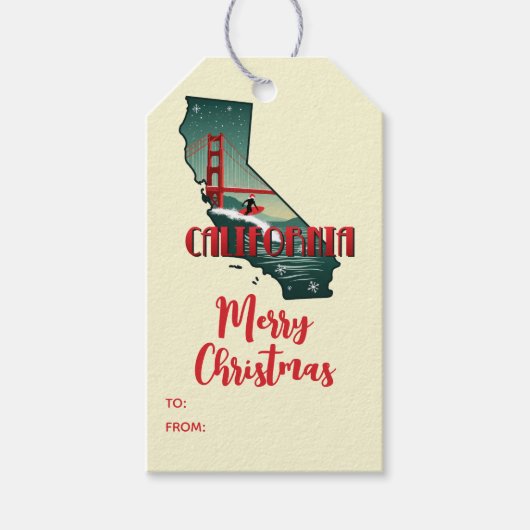 メリークリスマスカリフォルニアレトロホリデイ ギフトタグ (正面)