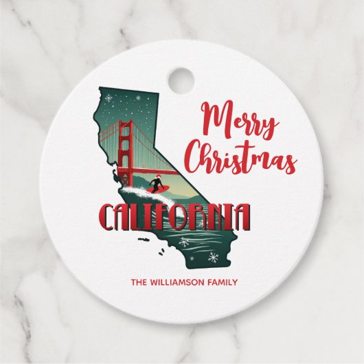 メリークリスマスカリフォルニア州ホリデイ フェイバータグ (正面)