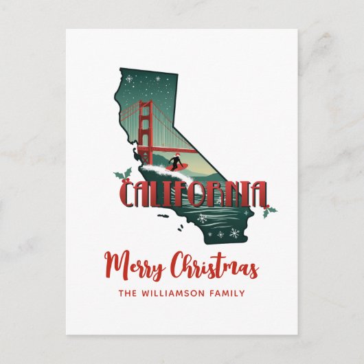 メリークリスマスカリフォルニア州ホリデーポストカード シーズンポストカード (正面)