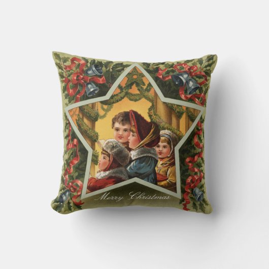 メリークリスマスカロラーズヴィンテージ休日 クッション (正面)