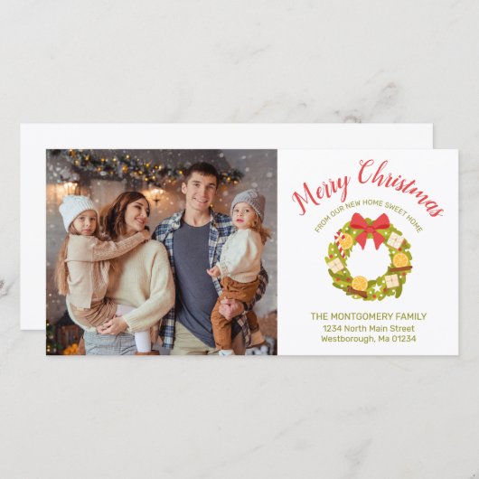 メリークリスマスカンキツリースファミリー写真引っ越し 案内状 (正面/裏面)