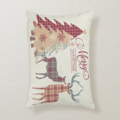 メリークリスマスカントリープレイズ、鹿、木枕 アクセントクッション (正面(垂直))