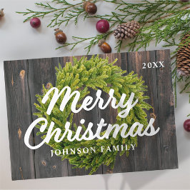 メリークリスマスカントリー素朴パインリースウッド シーズンカード