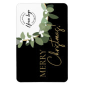 メリークリスマスカンパニーロゴ金ゴールドブラックカスタムホール マグネット (縦)