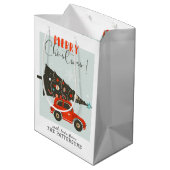 メリークリスマスカーお洒落ツリーパーソナライズされた ミディアムペーパーバッグ (裏面アングル)