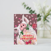 メリークリスマスカーよくはしゃぐド紳士豚バラ ポストカード (スタンド正面)