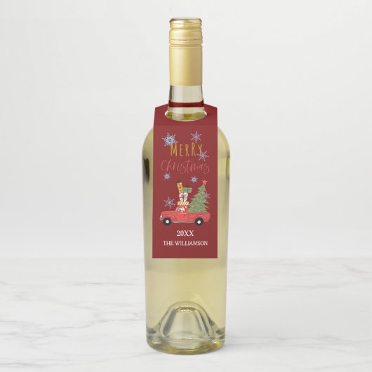 メリークリスマスカーツリーギフトワインビール飲料 ボトルネックタグ (ボトル)