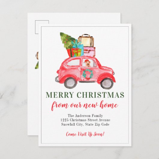 メリークリスマスカーツリーニューホームホリデームービング 案内ポストカード (正面/裏面)