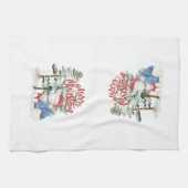 メリークリスマスカートラブルホリデーデザイン キッチンタオル (横)