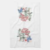 メリークリスマスカートラブルホリデーデザイン キッチンタオル (縦)