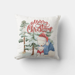 メリークリスマスカートラブルホリデーデザイン クッション