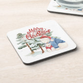 メリークリスマスカートラブルホリデーデザイン コースター (左側)