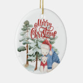 メリークリスマスカートラブルホリデーデザイン セラミックオーナメント (右)
