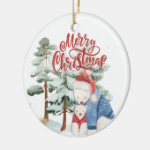 メリークリスマスカートラブルホリデーデザイン セラミックオーナメント (左)