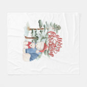 メリークリスマスカートラブルホリデーデザイン フリースブランケット (正面(横))