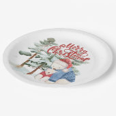 メリークリスマスカートラブルホリデーデザイン ペーパープレート (アングル)